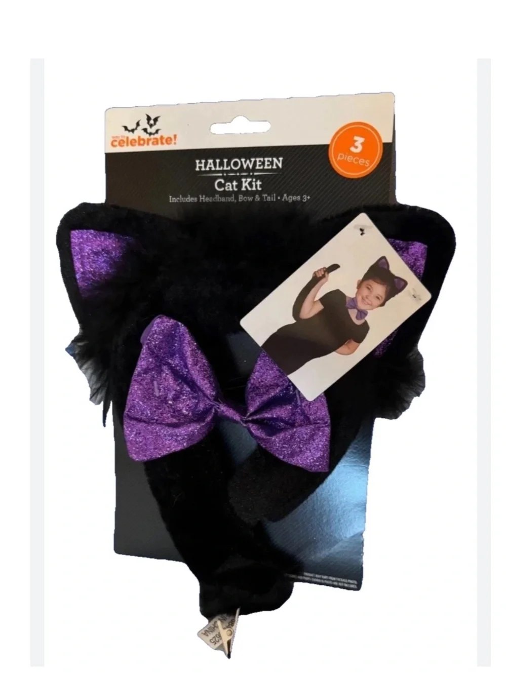 CELEBRATE  purple Halloween cat kit costume one size
